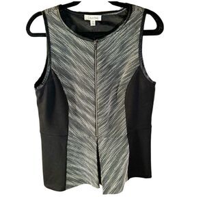 Top – Size Medium Calvin Klein Houndstooth & Pleather Panel Sleeveless Top